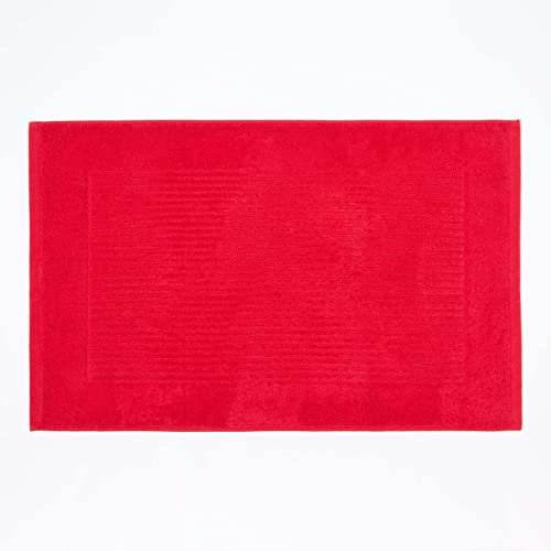 HOMESCAPES Imperial Plain Red Bath Mat 50 x 80 cm - Super Soft Bathroom Mat - 100% Turkish Cotton Shower Mat