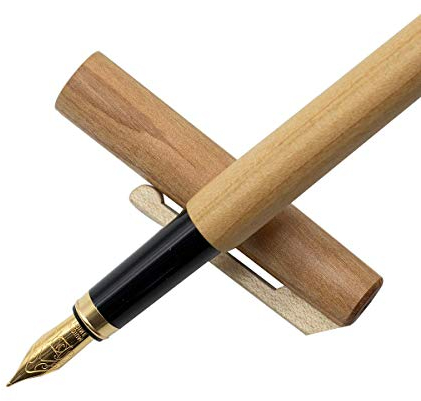 Fountain pen with converter made of wood natural sustainable wooden pen handmade in Germany, cherry wood, Kirsche geölt