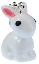 Miniblings Hase Kaninchen Charm weiß rosa Ohren versilbert | Zum Kombinieren gedacht, gefertigt in Berlin, ein kleines Detail mit Wirkung