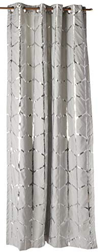 Intelligent Design Raina Total Blackout Metallic Print Grommet Top Single Curtain Panel Thermal Insulated Light Blocking Drape for Bedroom Living Room and Dorm 1 Piece, 50x84, Grey/Silver