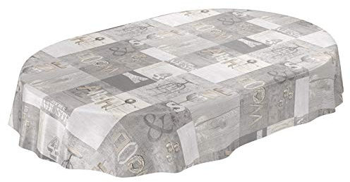 ANRO Wachstuchtischdecke Wachstuch Wachstischdecke Tischdecke abwaschbar Industry Modern Used Look Industrie Oval 180x140cm eingefasst