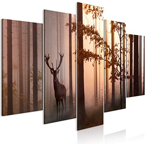 decomonkey Bilder Tiere 200x100 cm 5 Teilig Wandbild Groß Leinwandbild XXL Deko Wohnzimmer Schlafzimmer Büro Wanddeko Leinwand Pictures For Wall Poster Wall Painting Wandbilder Set Natur Abstrakte