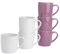 Argon Tableware Coloured Coffee Mugs - Purple/White - 350ml - Pack of 6 - Gloss Ceramic Stoneware Latte Cappuccino Cups Hot Chocolate Cups Colourful Mug Set with Handle