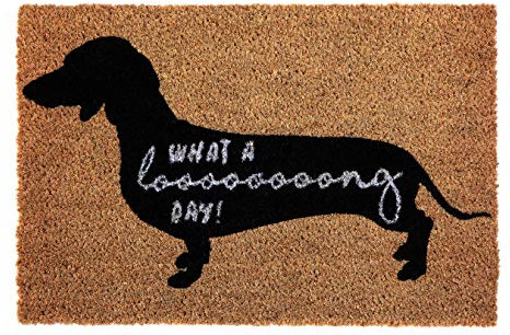 Premier Housewares Door mat, Indoor, Non Slip - Sausage Dog Natural 60x40x2