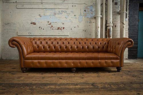 jvmoebel Chesterfield Braune Couch Sofa Polster 4 Sitzer Couchen Sitz Garnitur Sofas Neu