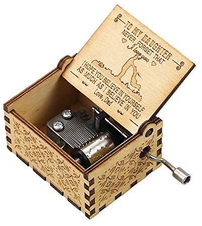 Vintage Holz Handkurbel Spieluhr Sie sind mein Sonnenschein Geschenk für Familienliebhaber Geburtstag/Weihnachten/Valentinstag (for Daughter from Dad)