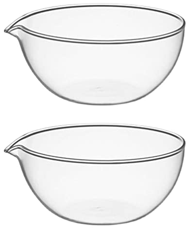 Cabilock Lot de 2 bols mélangeurs en verre de 200 ml avec bec verseur pour salade fruits, salade, dessert, sauce - Vaisselle pour micro-ondes - Transparents