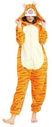 NC Joystart Schlafanzug für Erwachsene, Tiermotiv, Unisex, Karneval, Halloween, Cosplay, Kostüm, Nachtwäsche (Größe S, Tigger), Tigger, S