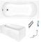 ECOLAM Baignoire rectangle Aria 130x70 cm | tablier en acrylique | pieds siphon + silicone | Baignoire acrylique blanc | set complet baignoire rectangulaire