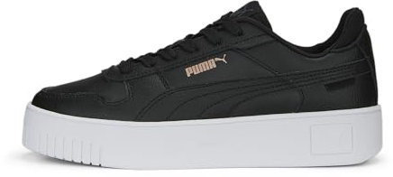 PUMA Damen Carina Street Sneaker, Black Rose Gold White Metallic, 42.5 EU