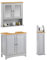 Atlanta 3-Piece Bathroom Furniture Set Grey- Under Sink Free Standing Storage Cabinet, Beside Toilet Paper Roll Holder & Wall Mounted Medicine Cabinet with Doors & Open Shelf - Grey