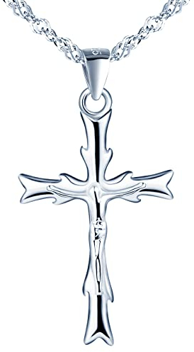 Yumilok Kette Damen 925 Sterling Silber Halskette für Frauen Kreuz Jesus Damen Halskette Kette mit Anhänger