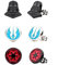 Star Wars 3 Pack Earring Set, Lola - Droid, Inquisitor Logo and OBI Wan Com Device.