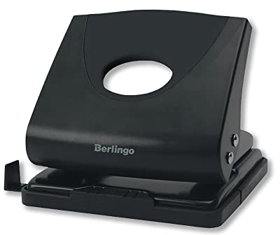 Berlingo Locher, Anschlagschiene mit Formatangaben, Locher aus Mettal und Kunstoff, für das Büro, das Home Office oder die Schule und Uni, Serie Office Soft (Schwarz, 20 blatt)
