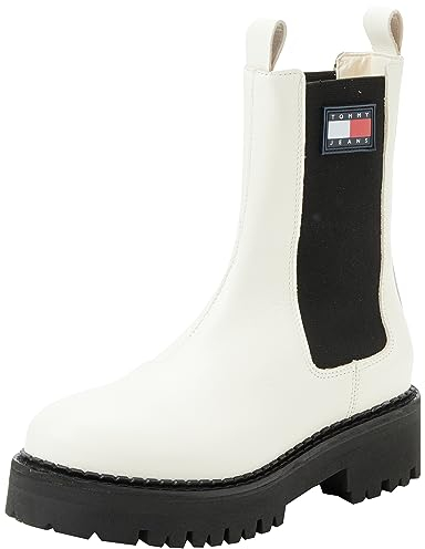 Tommy Jeans Stivali Mezza Gamba Donna Urban Chelsea Stivaletti, Avorio (Rich Cream), 40 EU