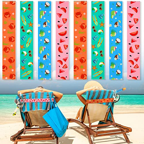 8 Stück Handtuchbänder für Strandstühle Handtuchclips für Poolstühle Lounge Strand Kreuzfahrt Stuhl Handtuchgurt Halter Elastisch Winddicht Strandzubehör für Sommer (Obst, 15,75 x 1,97 Zoll)
