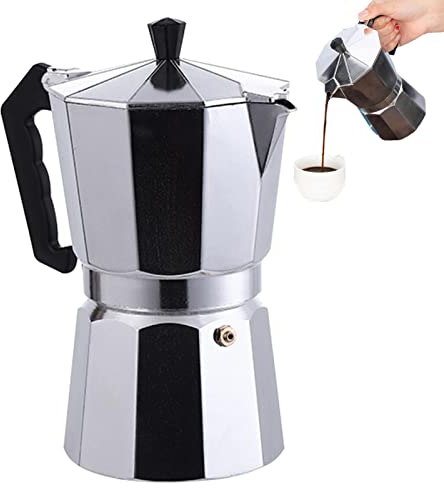 Cafetera 600 ml para 6 Tazas, cafetera clásica Italiana Aluminio con Asas Resistentes al Calor, fácil Usar y Limpiar rápidamente
