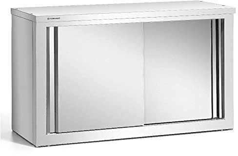 Forgast Wandhängeschrank mit Schiebetüren | 100x40x60cm | Edelstahl | Gastro Hängeschrank | Wandschrank | Schrank | Küchenschrank | Oberschrank Küche