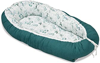ULLENBOOM Babynest - 100% OEKO-TEX Materialien & Made in EU, Eukalyptus Petrol - Babynestchen Neugeborene aus kuscheliger Baumwolle, Ideal als Reisebett & Kuschelnest geeignet