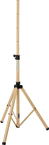 Pronomic SPS-1S HO Pied de haut-parleur en acier - Support de enceinte, tripode large et stable - 120-193 cm - Peut également être utilisé comme support de fléchettes ou trépied photo - Aspect bois