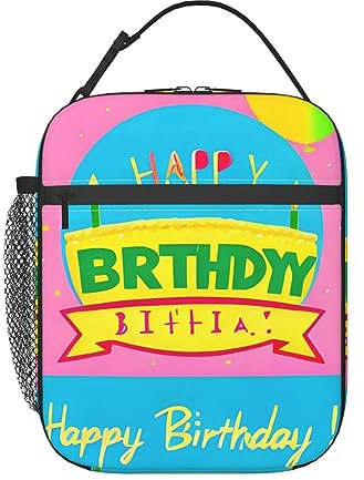 Happy Birthday Ballon Essen Handtaschen Fall Für Reisen Arbeit Picknick, Kühler Tragetasche, Mittagessen Tasche Lunch Box,Wiederverwendbare Isolierte Mittagessen Tote Bag