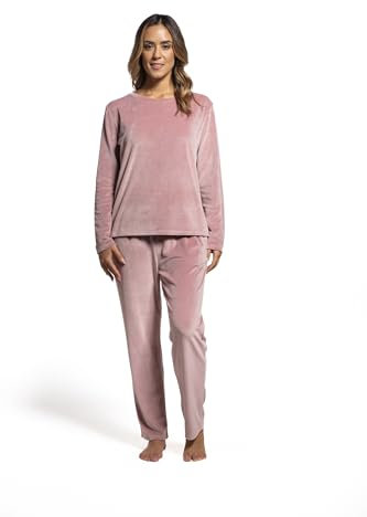 LAVENZO Roberto Garino - Pigiama da Donna Invernale in Pile Caldo a Maniche Lunghe - Pigiamone Felpato Due Pezzi Elegante - Idea Regalo Ragazza (3XL, Rosa LV5006+505)