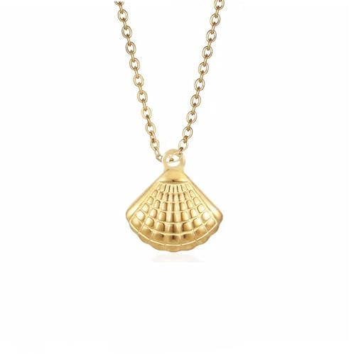 Kritz Damen Halskette Muschel Gold - Anhänger Muscheln Charm Vergoldet 18K mit Verstellbare Kette - Schmuck Modisches Geschenenk für Frauen (Muschel Zwei)
