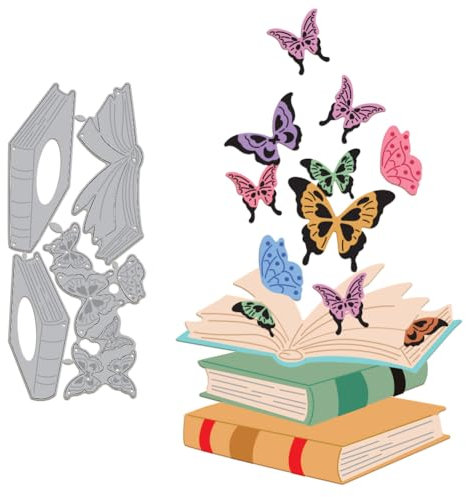 GLOBLELAND Buch-Schmetterlings-Stanzformen Für Die Kartenherstellung, Metallbücher Und Schmetterlings-Stanzformen, Prägeschablonen, Stanzschablonen, Vorlage Für Scrapbooking, Papierdekoration