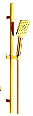 Housler Barre de douche carrée en titane doré brillant 80 cm Supports muraux réglables