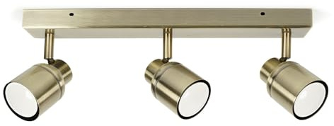 ValueLights | 3 Way Bar Ceiling Spotlight Adjustable GU10 IP44 Rated Bathroom Lamp Spot Light - Antique Brass | Bathroom & Home Improvements Essential