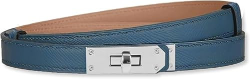 HEVIBK Ledergürtel Damen Gürtel Taillengürtel Damengürtel Leder Jeansgürtel Echtleder 22mm Breit schmaler Gürtel(Dunkelblau/Silber)