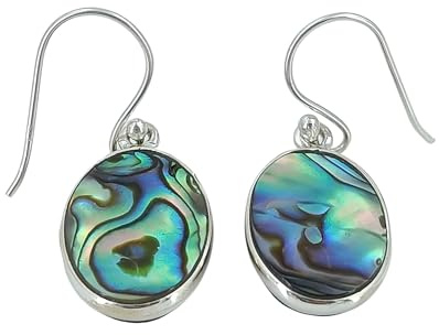 Navya Craft Abalone-Muschel-Ohrringe, handgefertigte Ohrringe aus 925er Sterlingsilber, natürlicher ovaler Abalone-Muschel-Edelstein, Boho-Schmuck, Juni-Geburtsstein, Geschenk für Sie