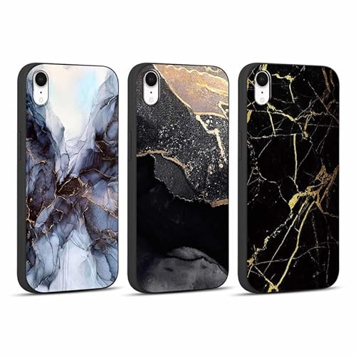Foonary 3 Stück Hülle für Apple iPhone XR 6,1, Handyhülle mit Muster Mädchen Aesthetic Marmor Muster Motiv Design Slim Case, Silikon Stoßfest Schutzhülle Cover für iPhone XR,Marmor 02
