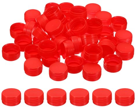PATIKIL 1.2inch Plastic Bottle Caps for Crafts, 50Pcs Reusable Protection Bottle Screw Lids for Empty Container DIY Scrapbook Decorations, Red