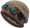 ZLYC Damen Sommer Strickmützen Handgemacht Häkelmütze Slouch Beanie Mütze(Bunte Blume Tan),Einheitsgröße