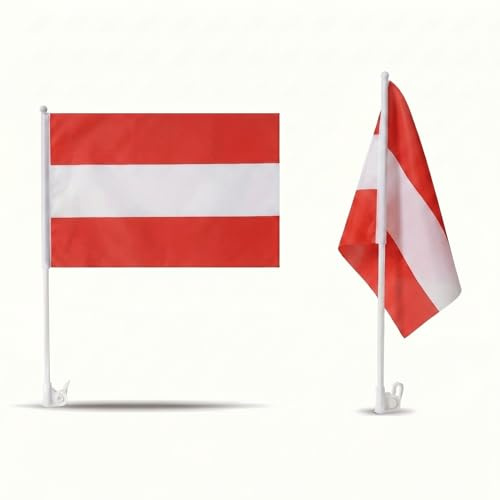 2er Set Auto Fahne Österreich - Autofahnen Österreichische Flagge 30 x 45 cm, Fußball Fanartikel, WM & EM, Länderflagge Österreich