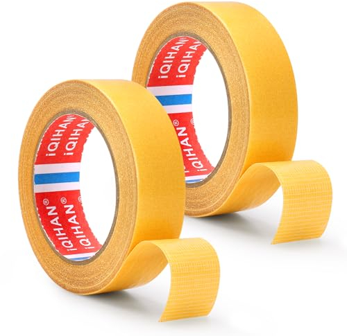 AROMUJOY Klebeband Doppelseitig, 2 Rolle 20m x 3cm Doppelseitiges Klebeband Dünn, Double Sided Tape Handreißbar Schmal, Doppelklebeband Stark Klebend für Papier, Metall, Kunststoff, Pappe, Holz