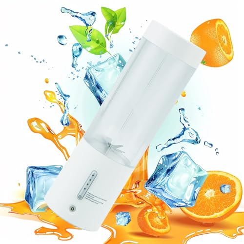 SH-RuiDu Licuadora personal de 450 ml, mini licuadora portátil para batidos, mini licuadora inalámbrica recargable por USB con 6 cuchillas de potencia de corte fuerte para viajes, deportes, gimnasio,