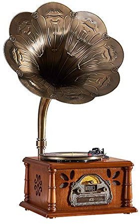 KPERXIS Fonografo Grammofono retrò Altoparlante Giradischi Antico Bluetooth USB Ornamenti Radio Vintage Grammofono Vintage