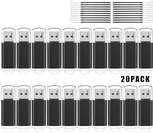 EASTBULL Bulk Flash Drive 8GB Flash Drives 20 Pack USB 2.0 Drive Bulk Memory Thumb Drive for Storage and Backup 8GB 20 Pack,Black