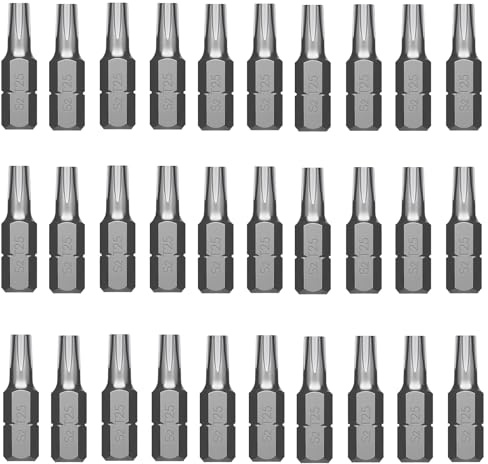 Jyvex Torx T25 Bit Set - 30 Stück S2 Stahl Bits (Länge: 25mm) - Geeignet für Torx-Schrauben
