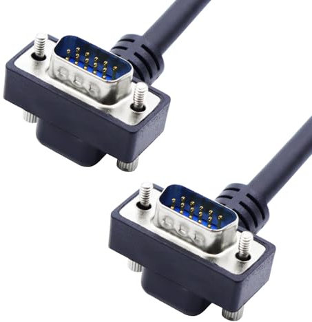 LANMINGLEL Cable VGA de 90 grados 15 pines VGA para monitor VGA a VGA 1080P VGA cable alargador para monitor proyector ordenador (macho a macho)