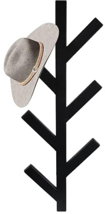 Focenat Coat Hooks Wall Mounted, 41cm Modern Metal Wall Hooks, Multipurpose Heavy Duty Coat Rack Wall Mounted, Tree Shaped Wall Coat Rack with 6 Hooks for Hanging Clothes Jacket Hat, Black