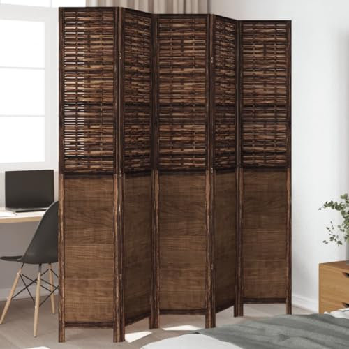 Raumteiler Raumteiler 5 Paneele Dunkelbraun Massivholz Paulownia