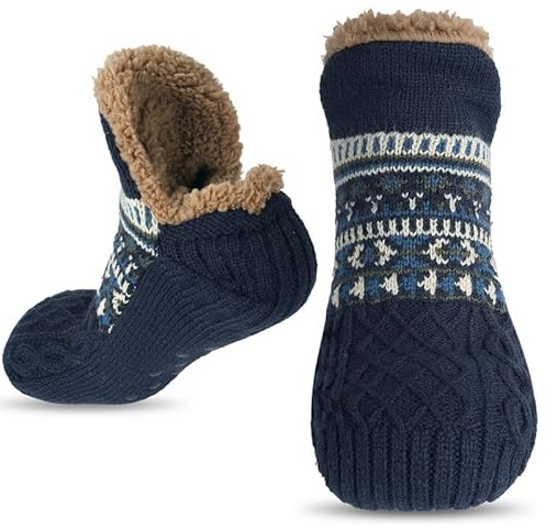 flintronic Kuschelsocken Damen Herren, Haussocken Herren & Damen, Flauschig Hüttensocken, Rutschfest Stoppersocken mit Wolle, Weiche Warme Winter Hüttensocken Haussocken