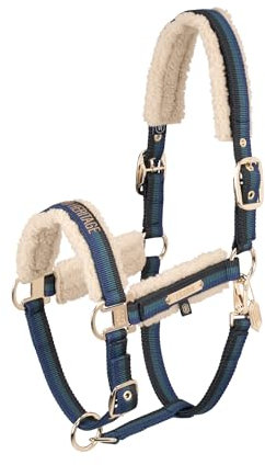 Eskadron Heritage Halfter Double Pin Teddyfleece, Größe:Warmblut, Farbe:Black - Vintage Green - True Blue