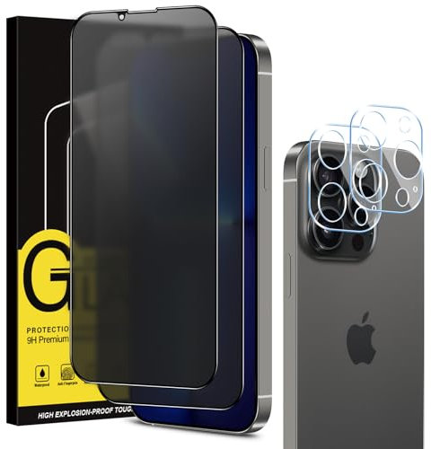 Coiwxmoi Matt Sichtschutz Panzer Schutz Glas für iPhone 13 Pro und Kamera Glasfolie [2+2 Stück], Matte Sichtschutzfolie 9H Härte HD Anti-Spy Schutzfolie Blendschutz Anti-Fingerabdruck Kratzfest