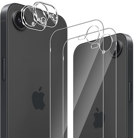 GEEMEE für iPhone 16e/17e Hinten für Panzerglas Schutzfolie +Kamera Schutzfolie,2 Stück +2 Stück 9H Filmhärte Gehärtetem Schutzglas Hohe Empfindlichkeit Displayschutzfolie