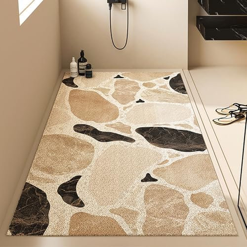 Pevfeciy Tappeto Doccia Antiscivolo 80x120 cm, Tappeto Vasca Antiscivolo, Modello di Pietra, PVC, Alta Permeabilità all'Acqua, Colore: Farbe3, Dimensioni: 80x120 cm