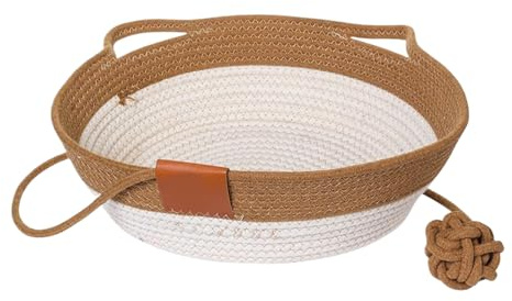 Katzenkorb mit Ohren, gewebtes Organizer-Nest, 35 x 35 cm, bezaubernder dekorativer Schutz, Katzenbetten, Kissen für Kätzchen, Kaninchen, kleine Haustiere, Kinderzimmer